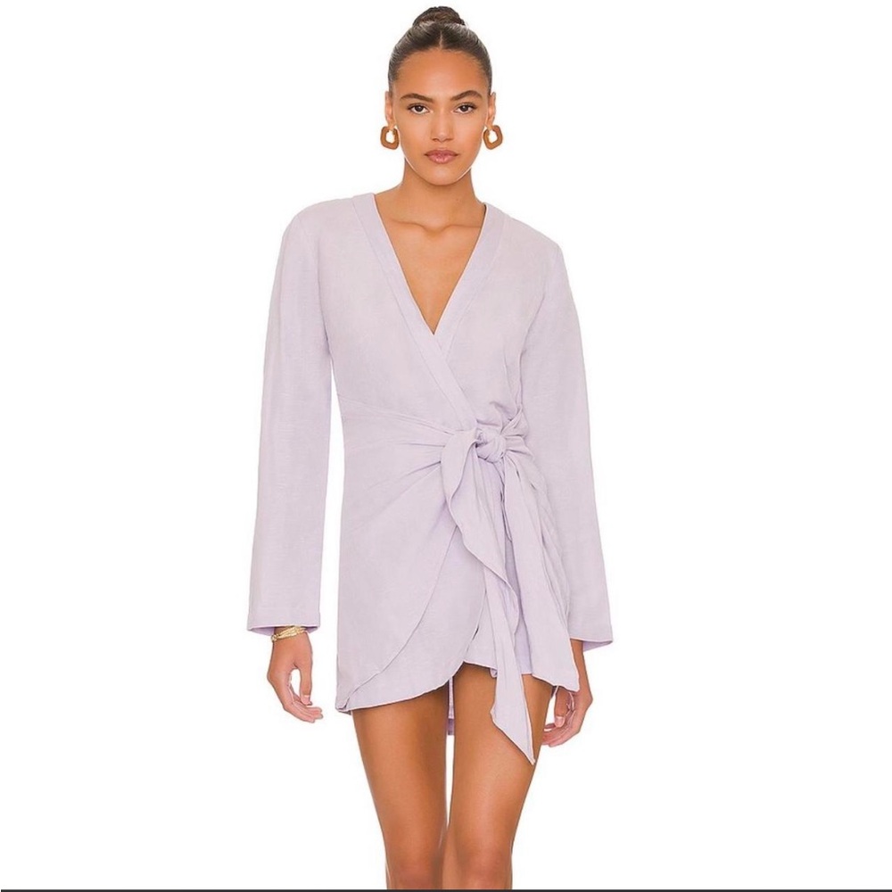 L'Academie Lilac Wrap Mini Dress